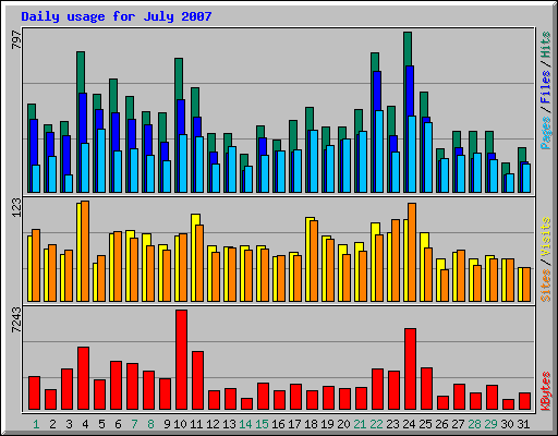 Daily usage for July 2007