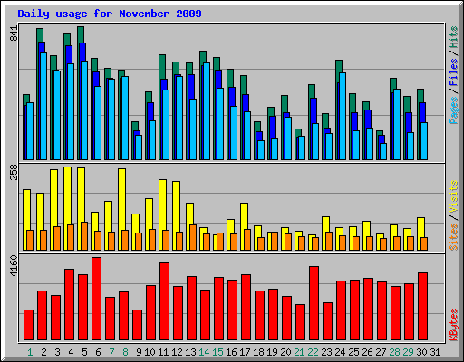 Daily usage for November 2009