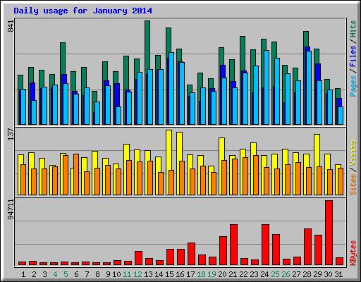 Daily usage for January 2014
