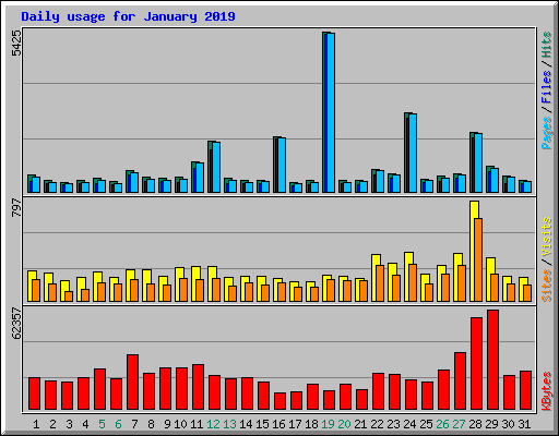 Daily usage for January 2019