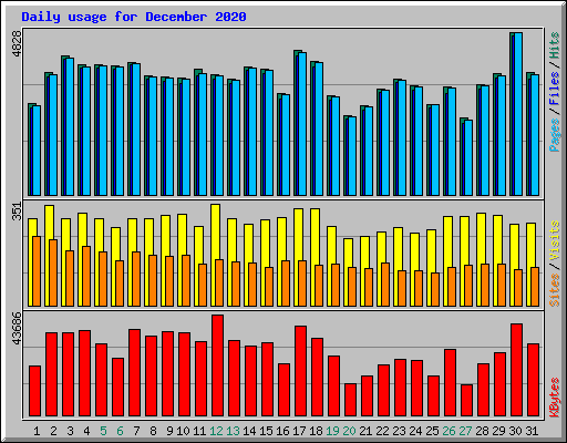 Daily usage for December 2020