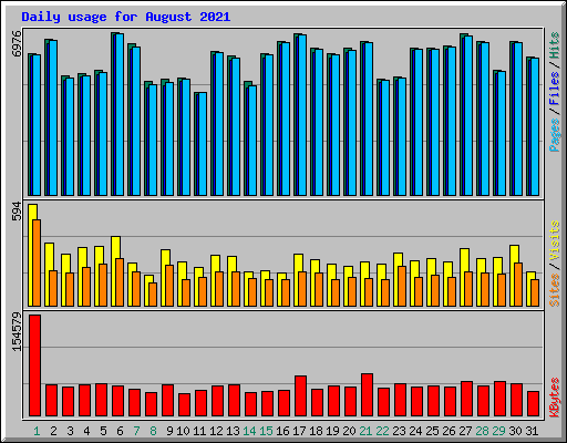 Daily usage for August 2021