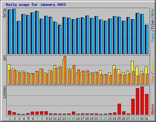 Daily usage for January 2023