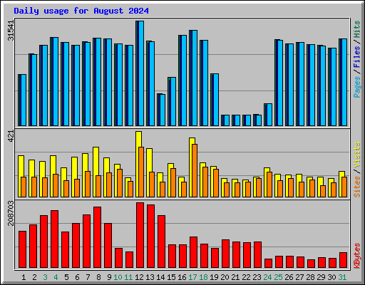 Daily usage for August 2024