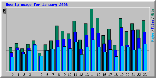 Hourly usage for January 2008